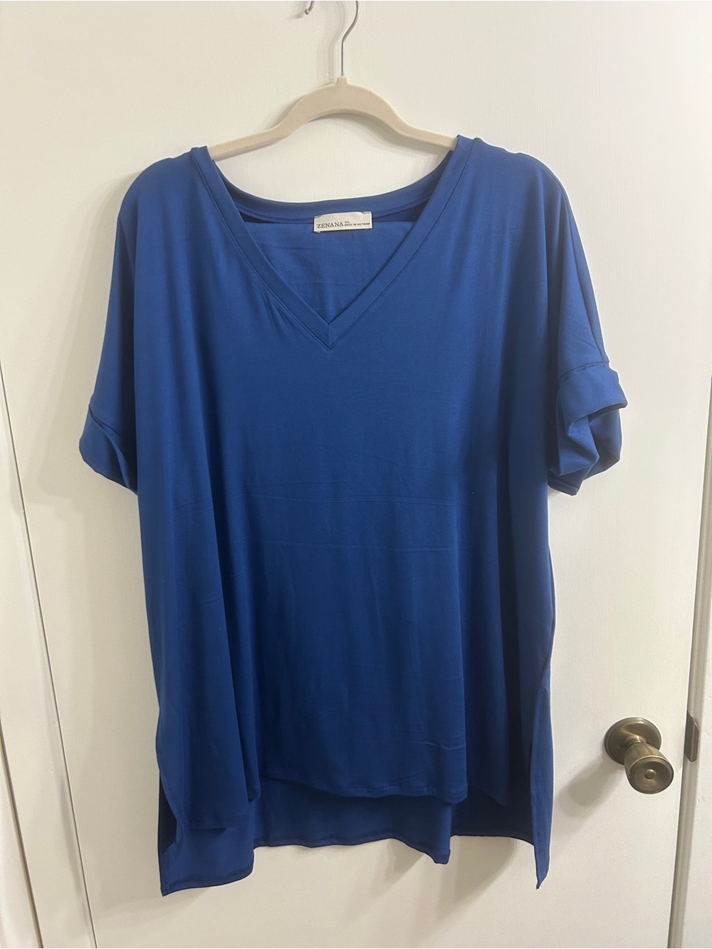 Zenana Outfitters Blue V-Neck Short Sleeve Top and Leggings Set